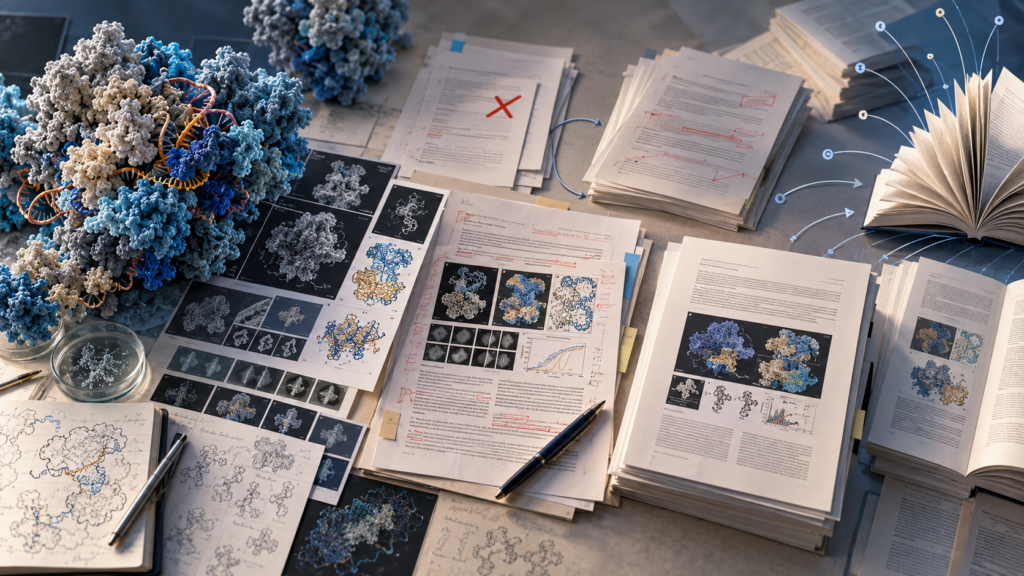 Ribosome-inspired molecular structure transitioning into scientific manuscripts and open publication materials